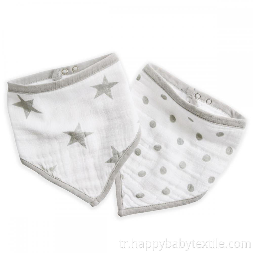 Bebek pamuklu muslin bandana önlükleri Baby Cotton Muslin Bandana Bibs